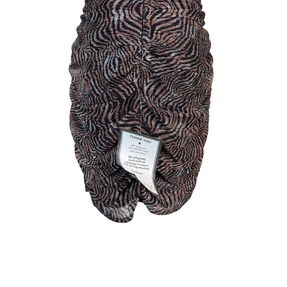 NWT JUMP Apparel Brown Zebra Small Print Ruched Bodycon Mini Dress Thin Straps - Picture 11 of 14